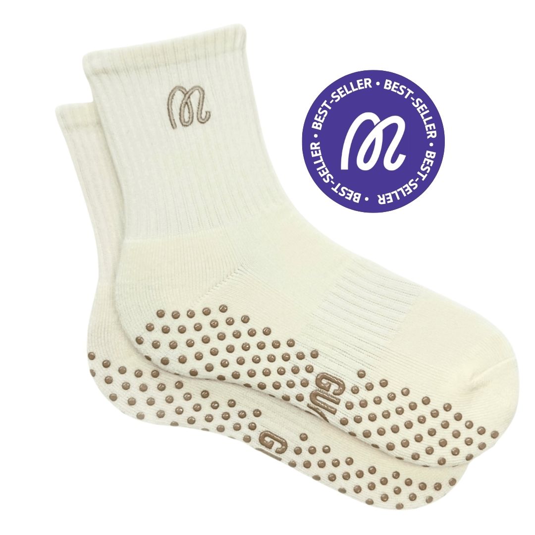 Vanilla Whip - Crew Length Cream Grip Socks