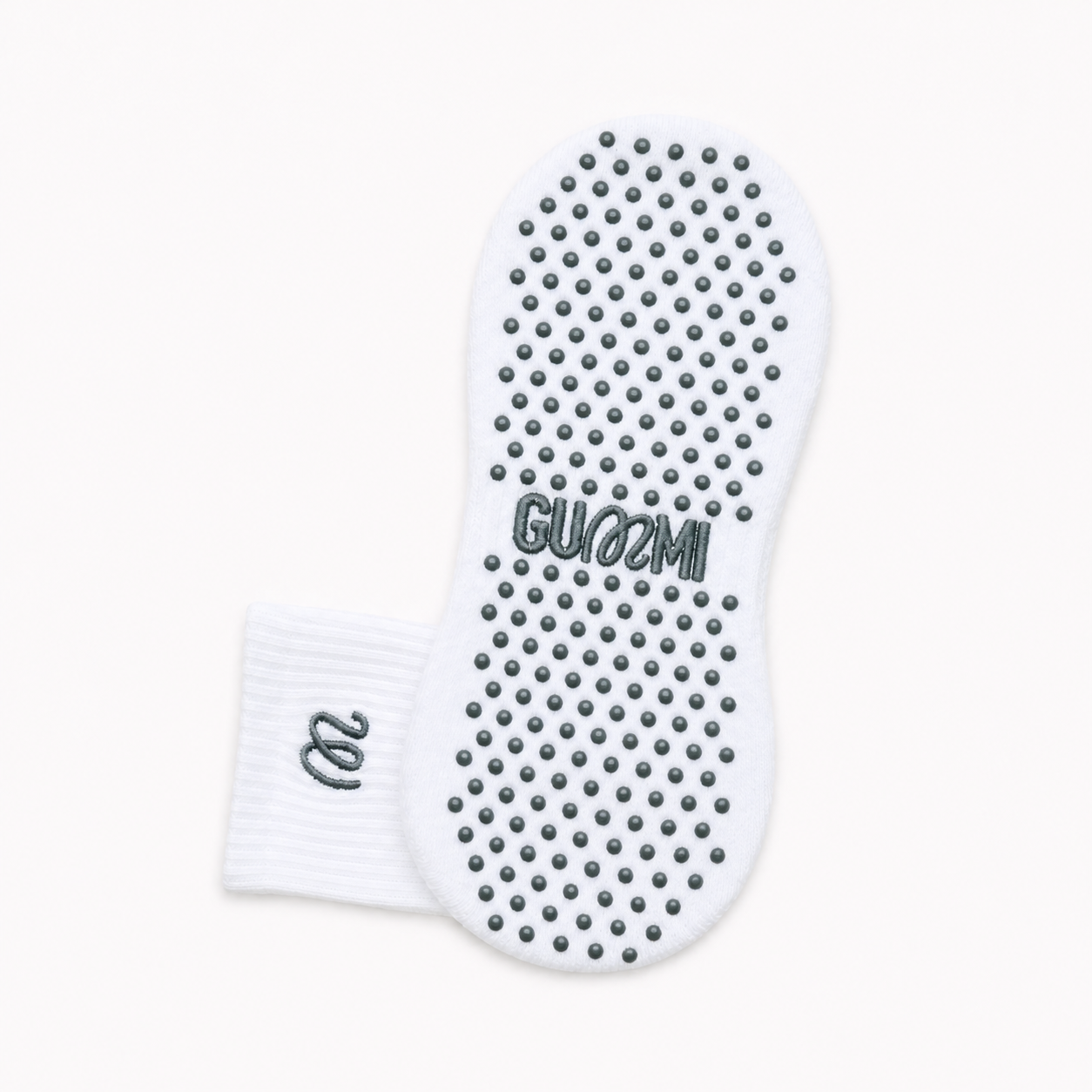Stone Cream – Men's White and Grey Crew Length Grip Socks