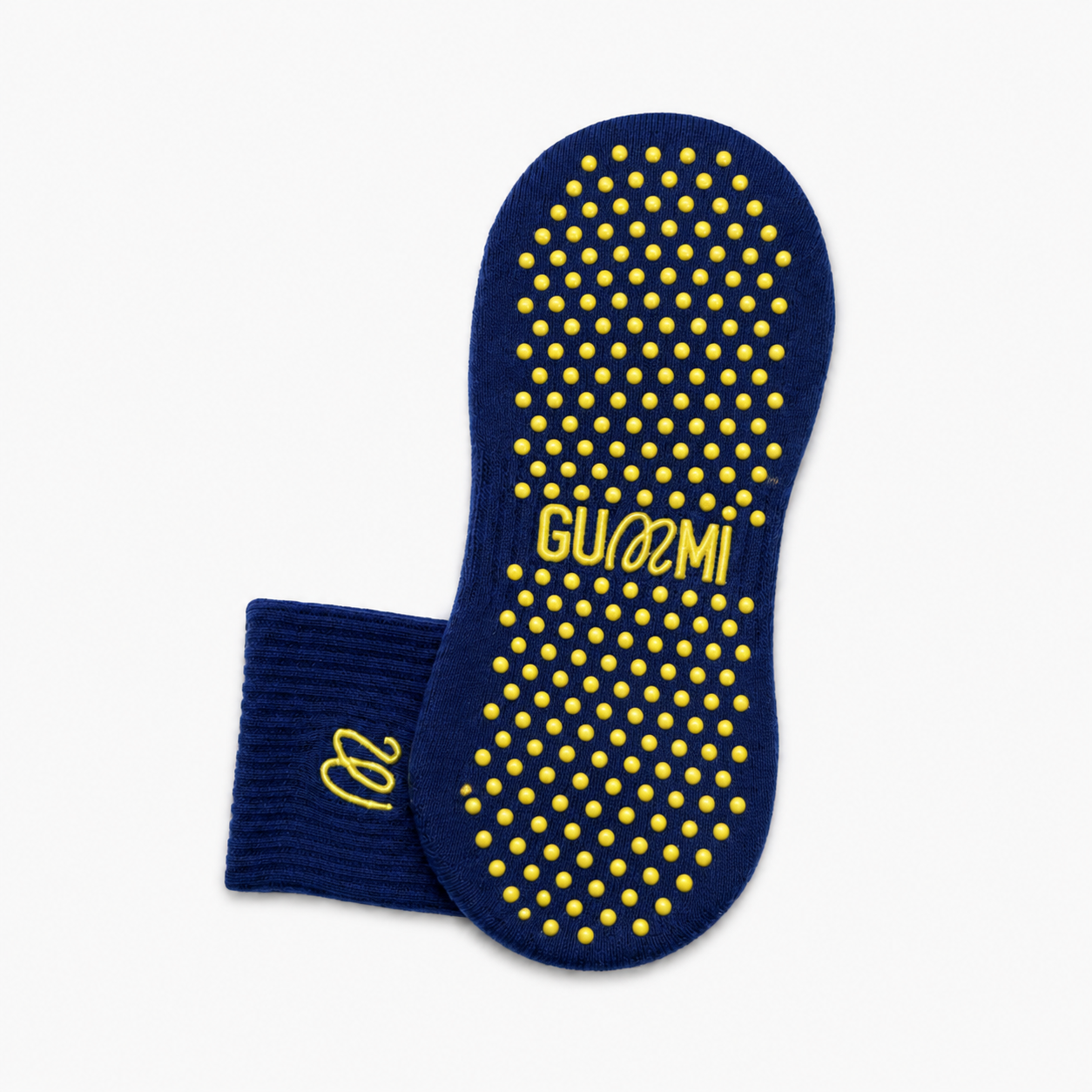 Midnight Honey – Men's Navy and Yellow Crew Length Grip Socks