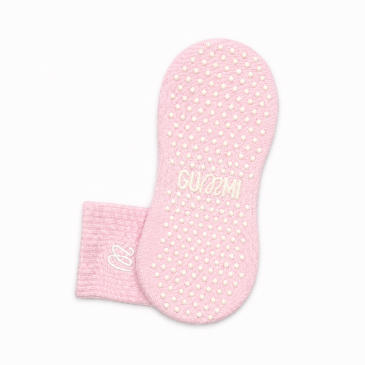 Candyfloss Cream - Crew Length Pink Grip Socks