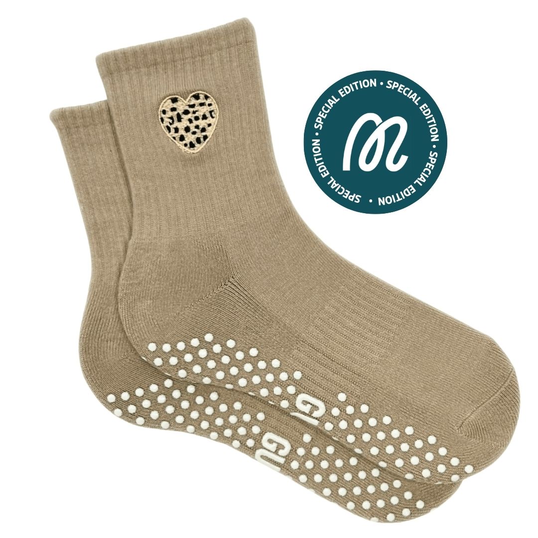 Sugar Safari (Special Edition) - Crew Length Brown Grip Socks