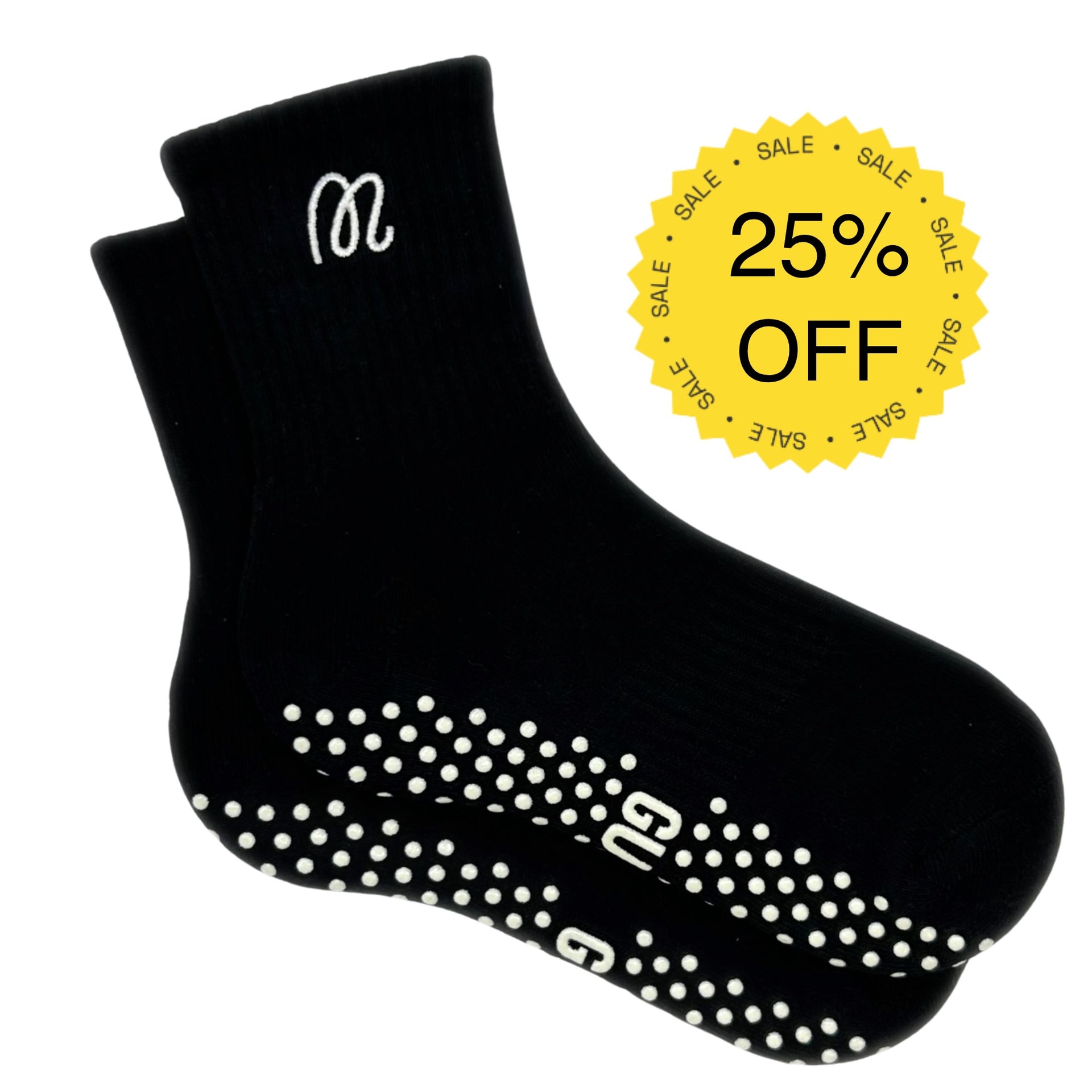 Liquorice Twist - Crew Length Black Grip Socks