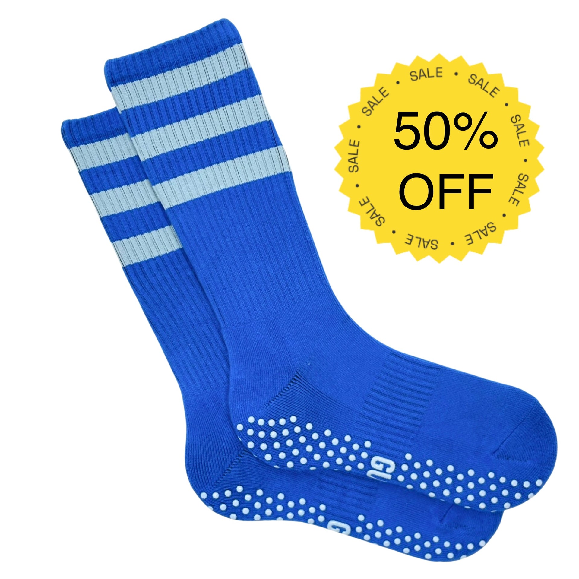 Blue Cola - Mid Calf Blue Grip Socks