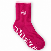 Personalised Pink Gummi Balls vibrant candy-pink crew Pilates grip sock with embroidered monogram initials